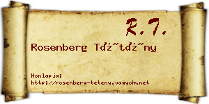 Rosenberg Tétény névjegykártya